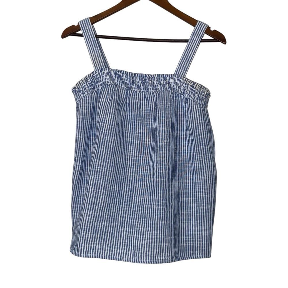 Old Navy Blue & White Seersucker Striped Tank Top